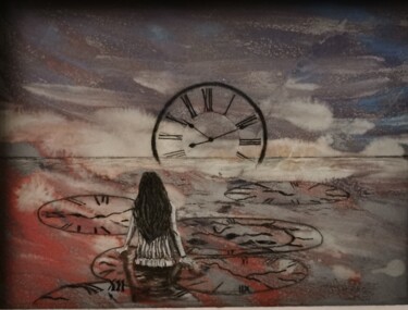 Painting titled "Le Temps qui passe" by Michèle Cerbello (Pastelliste), Original Artwork, Pastel Mounted on Cardboard