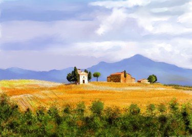 Arts numériques intitulée "Campagna Toscana" par Michele De Flaviis, Œuvre d'art originale, Peinture numérique