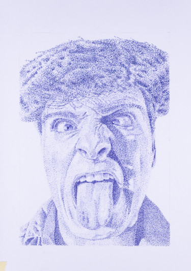 Drawing titled "Grimace" by Michèle Decouvreur, Original Artwork, Ballpoint pen