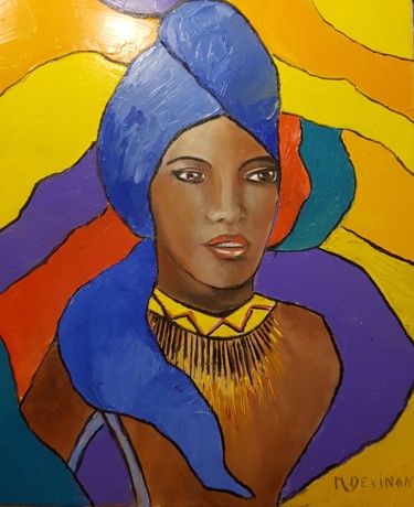 Painting titled "FEMME AFRICAINE" by Michele Devinante, Original Artwork, Oil