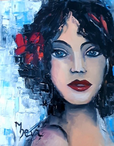 Painting titled "PORTRAIT D'ELISA" by Michele Devinante, Original Artwork, Oil