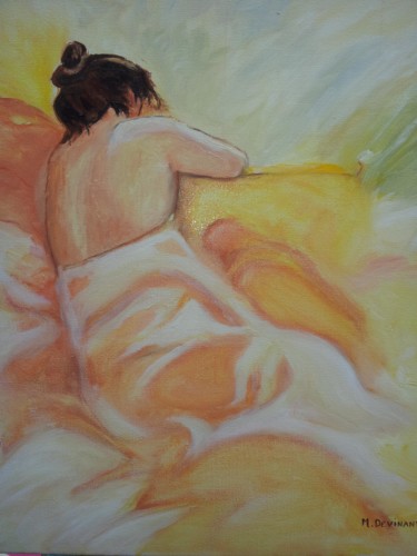 Картина под названием "Femme endormie" - Michele Devinante, Подлинное произведение искусства, Масло