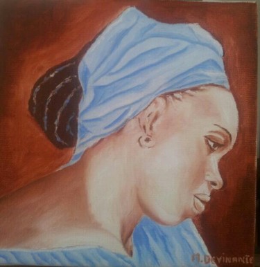 Painting titled "Douce Africaine" by Michele Devinante, Original Artwork, Oil