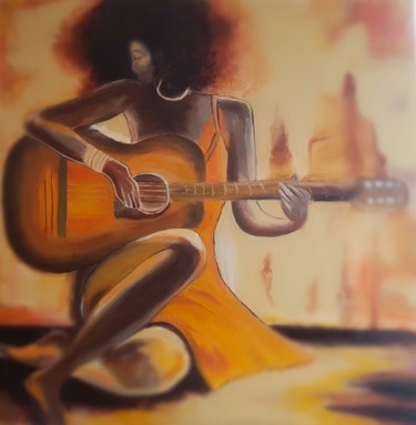 Painting titled "MUSIQUE COLOREE" by Michele Devinante, Original Artwork, Oil