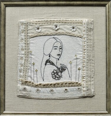 Textile Art titled "SUMI Raffinée" by Michèle Duvillet, Original Artwork, Embroidery Mounted on artwork_cat.