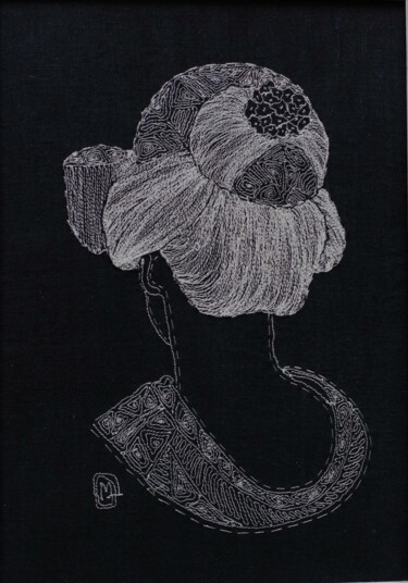 Sztuka tkaniny zatytułowany „KANA habileté dexté…” autorstwa Michèle Duvillet, Oryginalna praca, Wątek Zamontowany na Karton