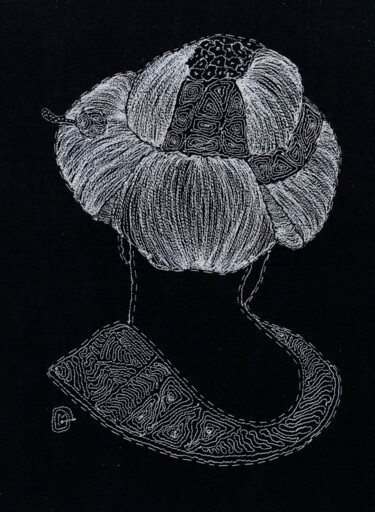 Textile Art titled "MEKO Longévité" by Michèle Duvillet, Original Artwork, Thread Mounted on Cardboard