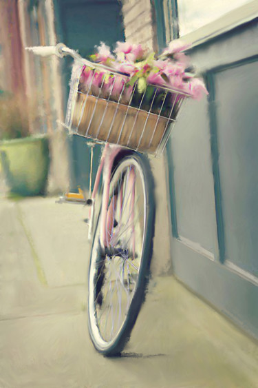 Digital Arts titled "bici con fiori" by Michele Farella, Original Artwork, Digital Painting