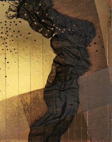 Collagen mit dem Titel "Composition noire e…" von Michele-Francoise Tartier, Original-Kunstwerk, Collagen