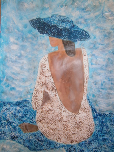 Peinture intitulée "la femme à la robe…" par Michele G, Œuvre d'art originale, Acrylique