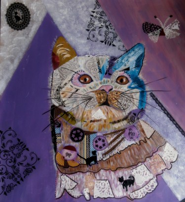 Painting titled "Chat" by Michele G, Original Artwork