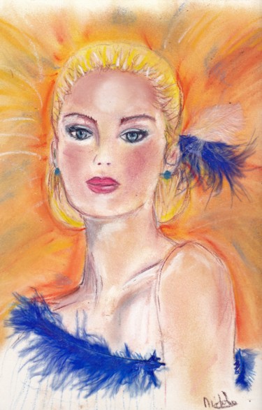 Drawing titled "La blonde" by Michele G, Original Artwork, Pastel