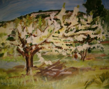Painting titled "Cerisier" by Michèle Gerbaud, Original Artwork