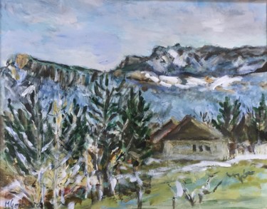 Malerei mit dem Titel "Montagne" von Michèle Gerbaud, Original-Kunstwerk