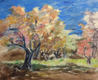 Painting titled "Automne" by Michèle Gerbaud, Original Artwork, Acrylic