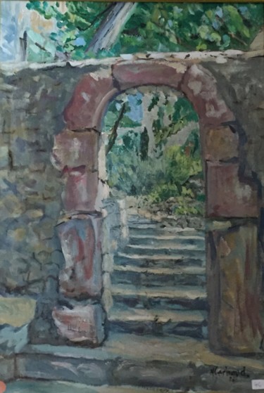 Malerei mit dem Titel "porte de l an 2000" von Michèle Gerbaud, Original-Kunstwerk, Öl