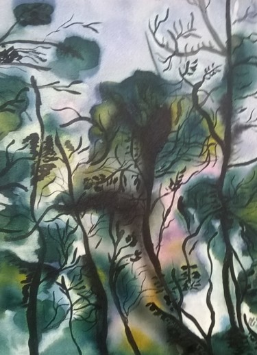 Картина под названием "Tristesse" - Michele Glaize, Подлинное произведение искусства, Чернила Установлен на Деревянная рама…