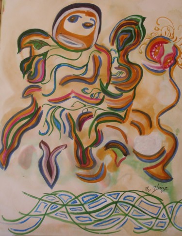 Картина под названием "SIGNES" - Michele Glaize, Подлинное произведение искусства, Чернила