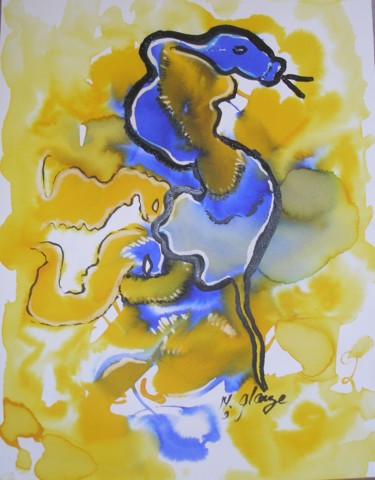 Painting titled "VIPERE" by Michele Glaize, Original Artwork, Ink