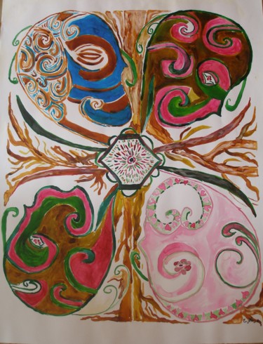 Painting titled "Quatre generations…" by Michele Glaize, Original Artwork, Ink
