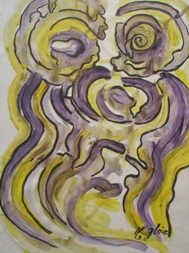 Painting titled "APPROCHES" by Michele Glaize, Original Artwork, Ink
