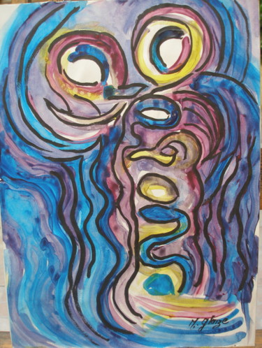 Painting titled "DESACCORD EPROUVANT" by Michele Glaize, Original Artwork, Ink