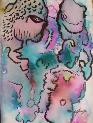 Painting titled "jE SUIS LE NOUNOURS…" by Michele Glaize, Original Artwork, Ink