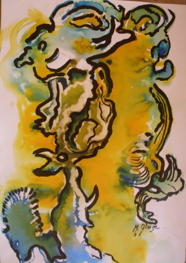 Painting titled "MENSONGES" by Michele Glaize, Original Artwork, Ink