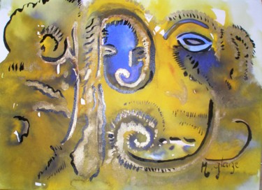 Peinture intitulée "DOUBLE FACE" par Michele Glaize, Œuvre d'art originale, Encre