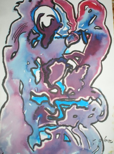 Painting titled "lâche" by Michele Glaize, Original Artwork, Ink