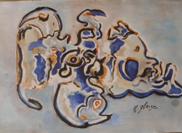 Peinture intitulée "BONHEUR ECLABOUSSE" par Michele Glaize, Œuvre d'art originale, Encre