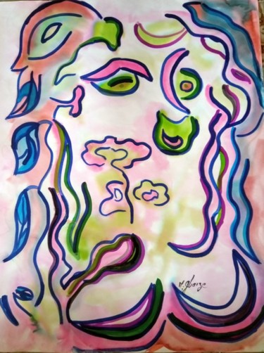 Painting titled "Fausseté" by Michele Glaize, Original Artwork, Ink