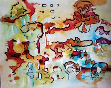 Painting titled "Abandon" by Michele Glaize, Original Artwork, Ink
