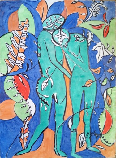 Pintura intitulada "TENDRESSE" por Michele Glaize, Obras de arte originais, Guache