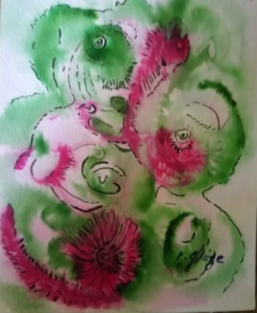 Painting titled "BULLES BLESSEES" by Michele Glaize, Original Artwork, Ink