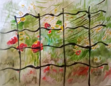 Pintura titulada "prison de la nature" por Michele Glaize, Obra de arte original, Acuarela