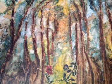 Painting titled "FORET MYSTERIEUSE" by Michele Glaize, Original Artwork, Ink