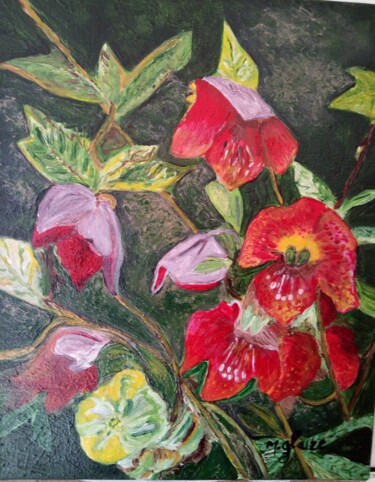 Painting titled "HELLEBORE" by Michele Glaize, Original Artwork, Acrylic