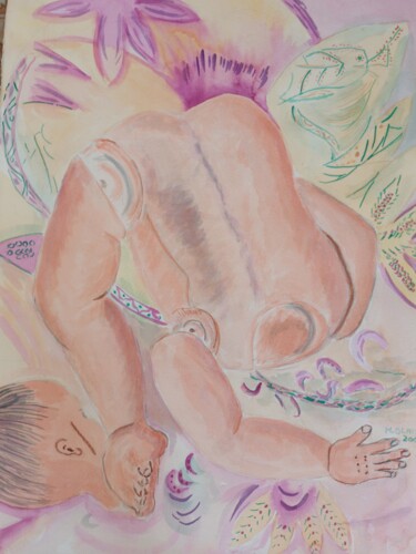Картина под названием "Pour la vie, pour t…" - Michele Glaize, Подлинное произведение искусства, Гуашь