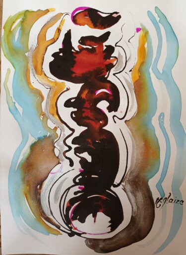 Painting titled "Mon âme" by Michele Glaize, Original Artwork, Ink