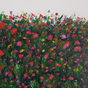 Peinture intitulée "les fleurs du jardi…" par Michele Gosselin, Œuvre d'art originale, Acrylique