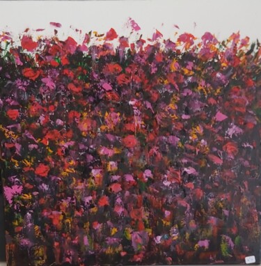 Painting titled "les fleurs du jardi…" by Michele Gosselin, Original Artwork, Acrylic