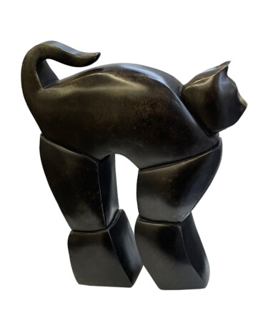 Skulptur mit dem Titel "Le Chat" von Michèle Goumain, Original-Kunstwerk, Bronze