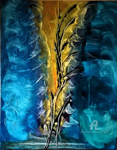Картина под названием "FEU SACRÉ / HOLY FI…" - Michele Guillot, Подлинное произведение искусства, Акрил Установлен на Деревя…