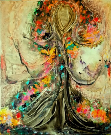 Peinture intitulée "ARBRE-FEMME DE VIE…" par Michele Guillot, Œuvre d'art originale, Acrylique Monté sur Châssis en bois