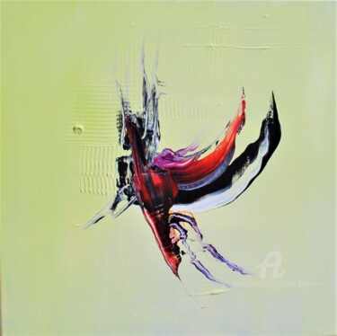 Painting titled "ENVOL / FLIGHT" by Michele Guillot, Original Artwork, Acrylic Mounted on Wood Stretcher frame