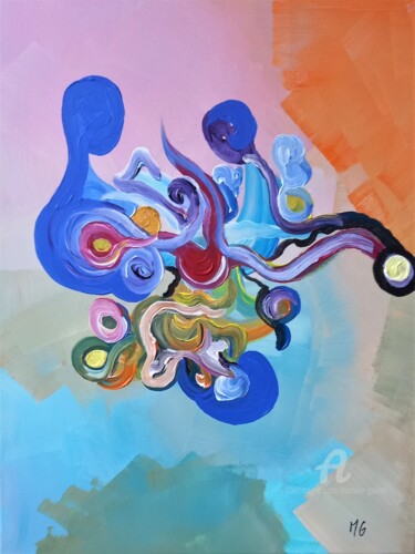 Painting titled "KAIROS" by Michele Guillot, Original Artwork, Acrylic Mounted on Wood Stretcher frame