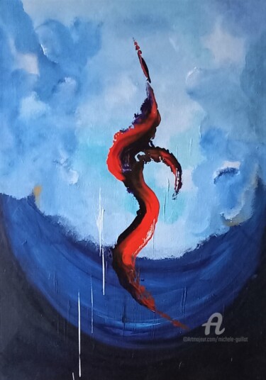 Painting titled "NAISSANCE D'APHRODI…" by Michele Guillot, Original Artwork, Acrylic Mounted on Wood Stretcher frame