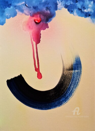 Malarstwo zatytułowany „ROUGE / RED” autorstwa Michele Guillot, Oryginalna praca, Akryl Zamontowany na Drewniana rama noszy