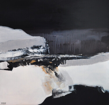 Картина под названием "La neige" - Michèle Klur, Подлинное произведение искусства, Акрил Установлен на Деревянная рама для н…